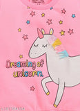 Pink cotton sweatshirt with 3D unicorn applique graphic print, 2-3 years girls' apparel