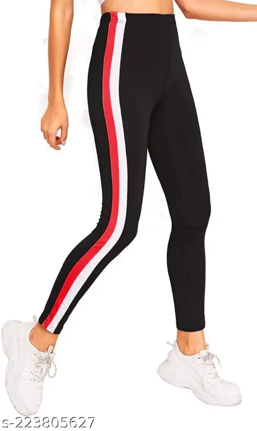 Striped cotton blend jeggings for women, soft, stretchy, and breathable with elastic waistband - ideal for outdoor or casual wear, cycling yoga jeggings. Available in sizes 26, 28, 30, 32, Free Size. Made in India
