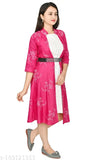 Rayon three-quarter sleeve printed net ANGLE frock for modern funky girls (12-13yrs, 13-14yrs, 14-15yrs, 15-16yrs), made in India