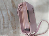 Pink fabric sleeveless sling bag girls with double chains and adjustable long belt