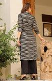 Women's Rayon Zig Zag straight Kurti with Palazzo set, three-quarter sleeves, low price, Indian ethnic wear for women and girls