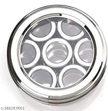 Set of 7 stainless steel spice containers with matching spoons, each 125ml