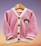 Cotton blend baby cardigan, solid color, long sleeves, hand wash, vibrant colors, size 6-12 months or 1-2 years, made in China