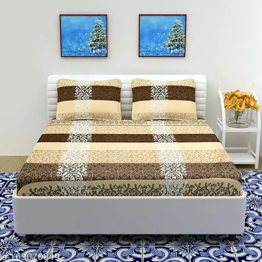 Microfiber botanical flat sheets, Shravya Textile@98, 2 pillow covers for adults, ideal for summer, made in India
