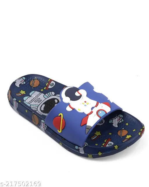 Blue EVA slippers for boys and girls - comfortable footwear with a solid net pattern, perfect for everyday wear. Made in India