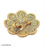 Golden aluminum SYNU Metal Feng Shui Tortoise on plate, symbolizing longevity and good luck decorative showpiece - 4.5