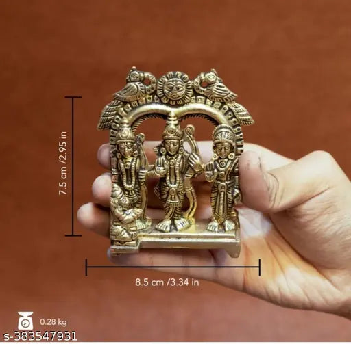 Pure brass Ram Darbar Murti decorative showpiece, Indian artisan crafted, size 84cm x 10cm x 7cm