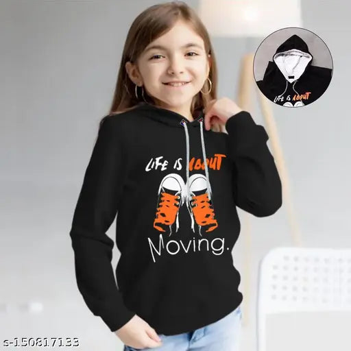 Myeonn Girls cotton printed sweatshirt for kids, vibrant colors and fun patterns, 5-6 years size (length 19in, hip 13in)
