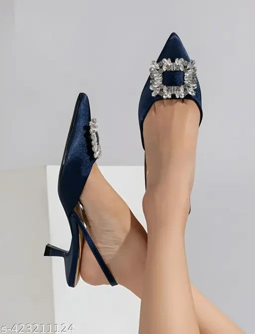 Patent leather, single elastic toe high heels - KDB Fashions casual women's solid pointed ballerinas