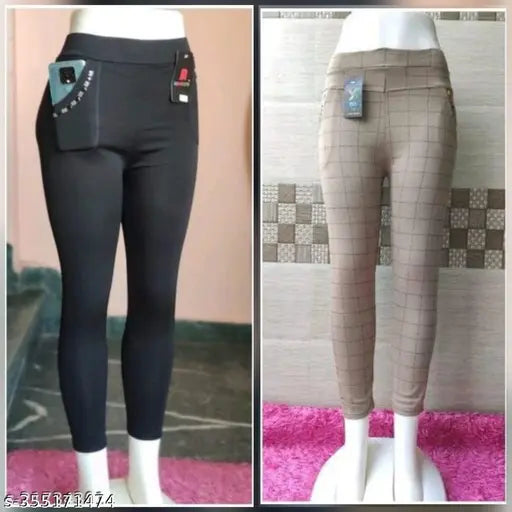 Spandex jeggings for women - elegant, glamorous style, made in India (size 26/28/30/32, 37" length)