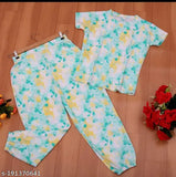 Printed nylon Looper Print short sleeves fashion top, vibrant design on display stand