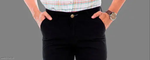 Mens Regular Fit black jeans, button-up front
