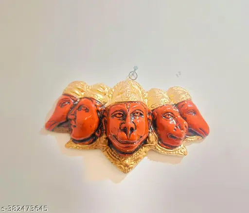 Indian resin & marble powder Panchmukhi Hanuman idol for door entrance, protection from evil eye, versatile home decor