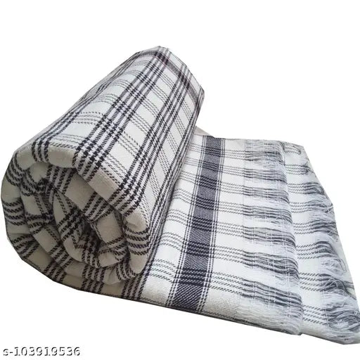 Lightweight cotton checked blanket for mild winter travel, easy to wash, Indian origin