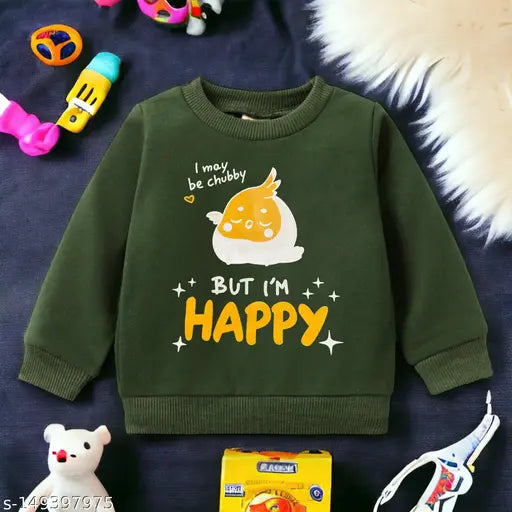 Boys Girl Olive Polycotton Sweatshirts & Hoodies Pack Of 1