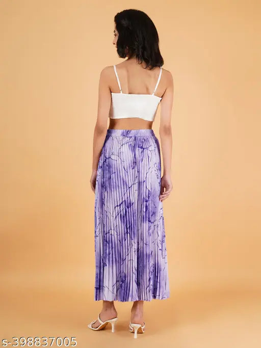 Purple printed long skirt