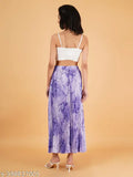 Purple printed long skirt