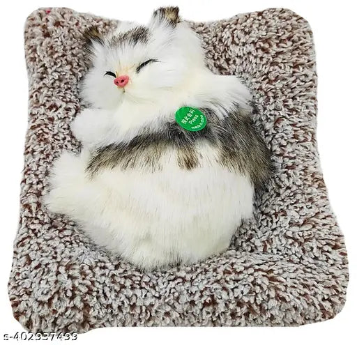 Sleeping cat musical toy, India-made meow sound cat figurine for car dashboards