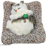 Sleeping cat musical toy, India-made meow sound cat figurine for car dashboards