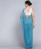 Indian-made Miracle Tex solid Lycra blend saree with separate blouse piece, trendy ready-to-wear net fabric