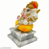 Marble Ganesh Idol Statue (12cm x 16cm x 10cm), perfect for home, office or puja room decoration and gifting