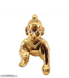 Pure brass, intricate Krishna idol (Laddu Gopal Ji), 10cm x 10cm x 10cm, Indian artisan crafted
