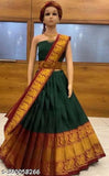 Vibrant Art Silk Kanjivaram Lehenga Choli Set, country of origin: India