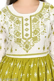 Yellow embroidered kurta with matching skirt