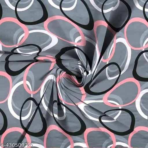 Grey multicolor glace cotton fitted bedsheet with 2 pillow covers, fits up to 8" height mattress. Breathable, wrinkle-free design for summer." (103 characters)