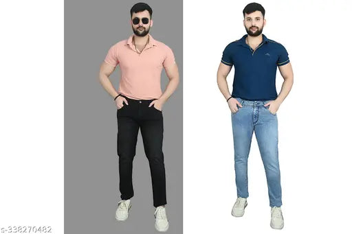 black pearls men's denim jeans pack of 2 - dyed/washed jeans for men, set of 2 with sizes 28, 30, 32, 34, and 36 (India origin)
