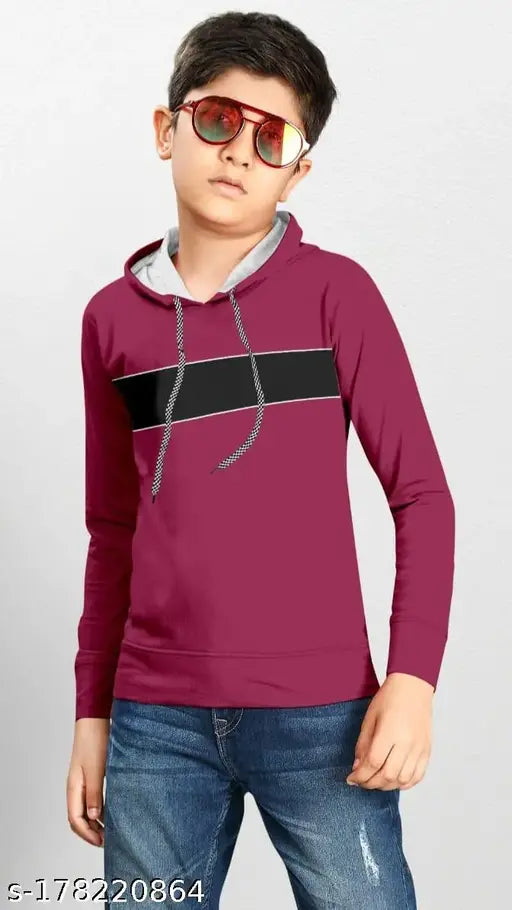 New Trendy Comfortable Hoodies Style Casual Wear Sweatshirt Winter Spacial Hoodie For Kids Boy's Maroon ( Pack Of 1)