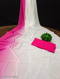 Pink, white, and black fabric sari with a pink floral decoration on the floor