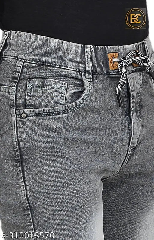 Grey cotton blend dyed/washed men's joggers, high quality for casual wear