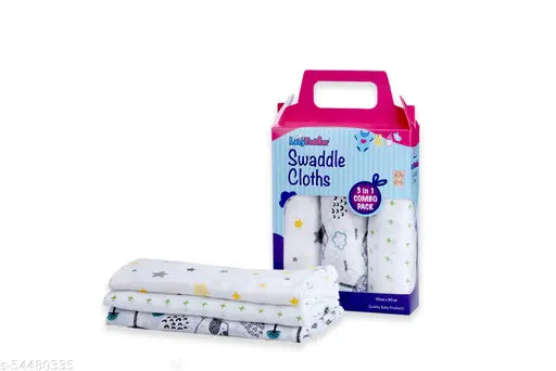 Organic yellow & green muslin swaddle set (3 pcs) - ultra soft cotton for baby's mild winter comfort, multipurpose usage