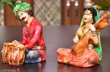 Handmade Resin Rajasthani Musicians Statue set, Indian home decor for living room and dining room