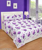 Purple Badam 3D polycotton double bedsheet with floral print, ideal for adult use in AC rooms, made in India