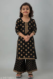 Rayon printed A-line kurta plazzo sets for kids, 4-5 and 5-6 years old, Indian origin