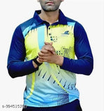 Yellow printed polyester cricket jersey t-shirt for men, full sleeve design for sports