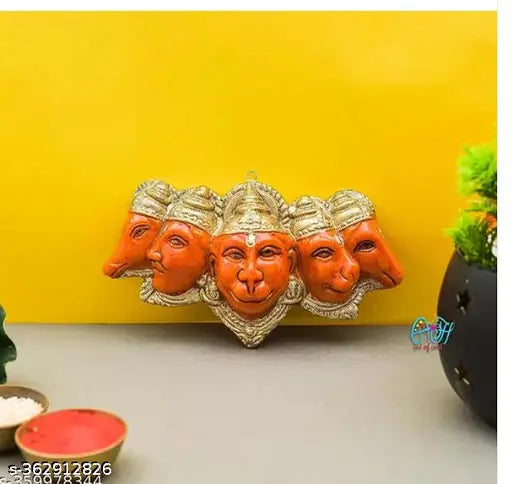Panchmukhi Hanuman Ji Balaji MDF wall hanging for home decor and office decor, vibrant Hindu deity yantra from India