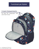 RRBlueCatStronaut2024 polyester school backpack, blue, spacious daypack for class 1-8