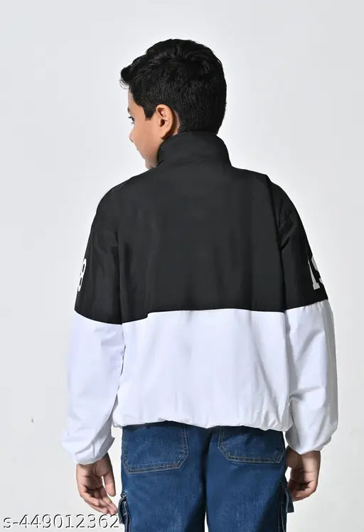 New black and white jacket for boys with zip closure