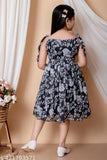 Self design girls line dress with floral pattern