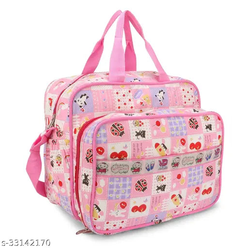 Pink fabric multipack Fancy Kids Bags & Backpacks with zipper closure - Diaper bags for girls and boys, baby bags, mother bag (Indian-origin)