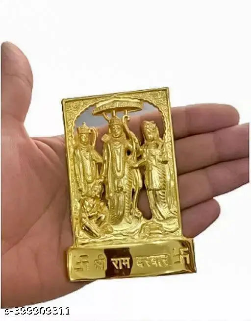 Metal statue of Lord Shree Ramdarbar, 10cm x 10cm x 7cm, handcrafted in India