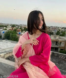 Pink kameez and dupatta set, embroidered pallu, traditional women's attire, ethnic wedding wear