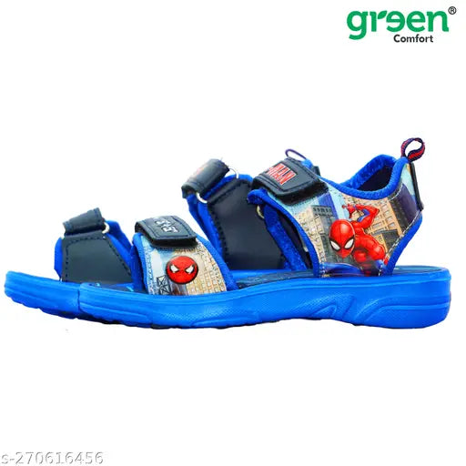 Kids' sandals with a Spider-Man theme, adjustable straps and a cartoon spider design