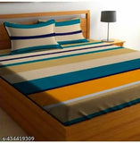 SK Premium 220 TC wrinkel-free striped cotton bedsheets for double KING bed, genuine Indian manufacturer