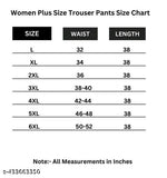 White cotton lycra mid-stretch jumbo pants for women, plus size with pockets