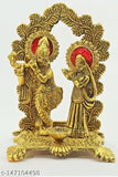 Metal Radha Krishna idol, 16cm x 16cm x 11.5cm, Indian handcrafted home office gift