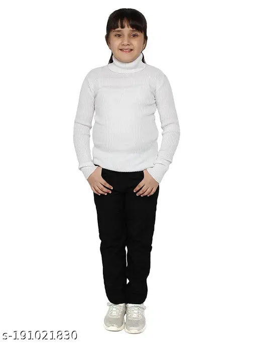 Trendy Hyneck Sweater in White Color Baby Casual Winter Every Wear Full Sleeve Kids High Neck for Baby Boys and Baby Girls Skeeve/Skiwi/Skivy/ Skivvy Sweater Set (Pack of 1)